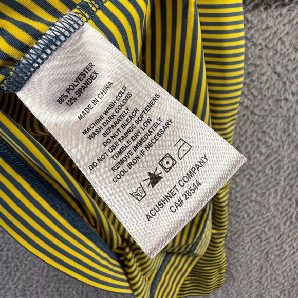 Footjoy Polo Shirt men's Large Yellow Gray Striped Performance Golf Glenview - Picture 8 of 9